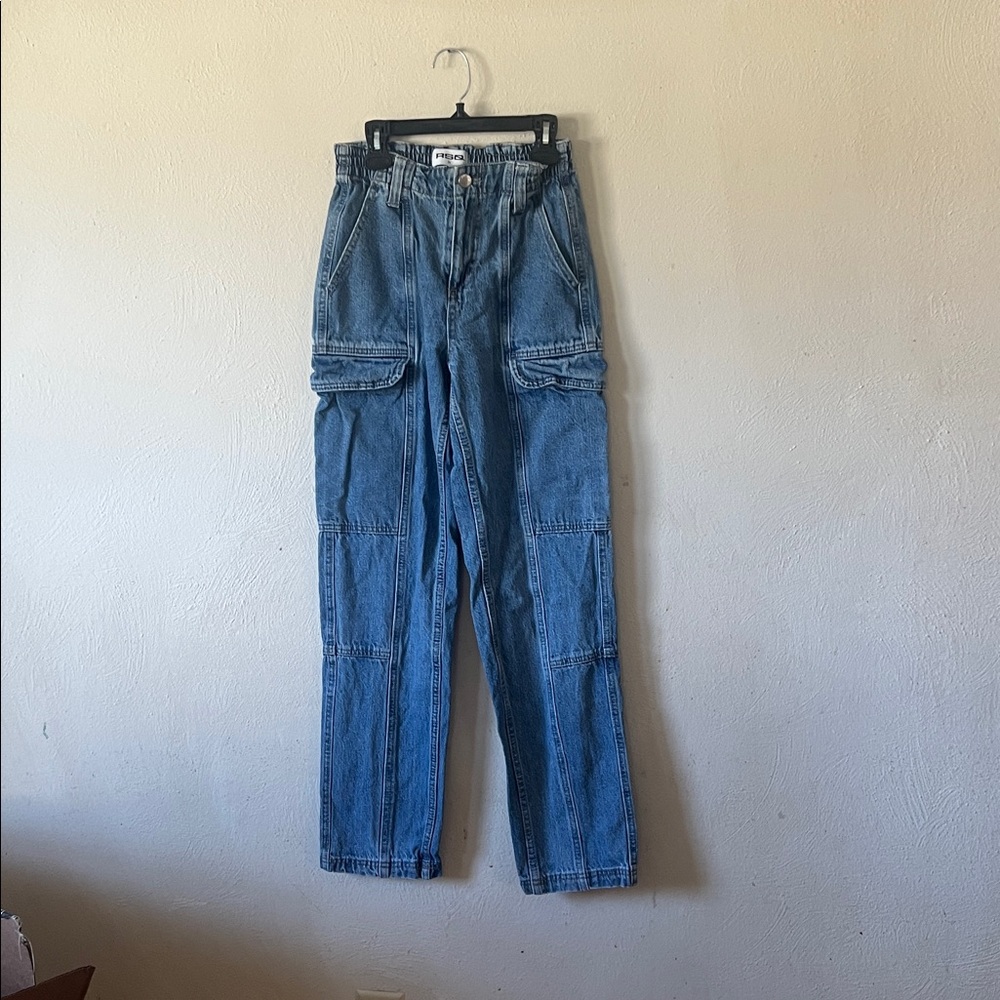 RSQ High Waisted cargo pants medium wash